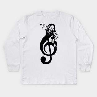 Treble Clef - Bass Guitar Kids Long Sleeve T-Shirt